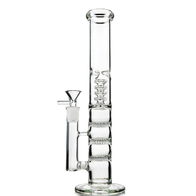 12 Inch Cheap Straight Tube Clear Bongs Triple Honeycomb Perc Glass Water Pipes 01