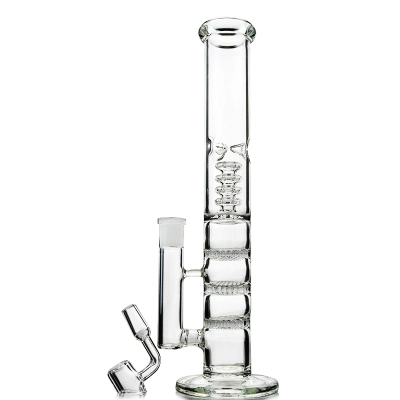 12 Inch Cheap Straight Tube Clear Bongs Triple Honeycomb Perc Glass Water Pipes 02