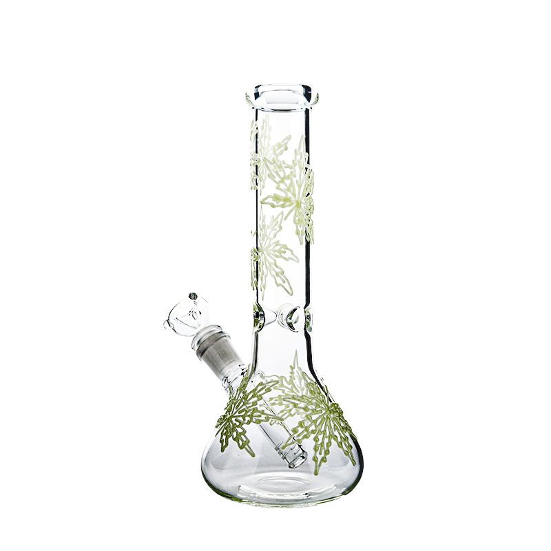 Cool Cheap Glow in the Dark Leaf Beaker Bongs Mini Glass Dab Rigs For Sale