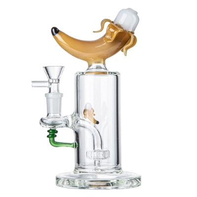 8 Inch Banana Fruit Small Bong Bubbler Portable Dab Rig Cool Water Pipe W/ Showerhead Perc 01