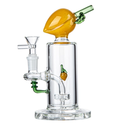 Cool Peach Mini Dab Rig Fruit Glass Bong Bubbler Showerhead Perc Water Pipe 02