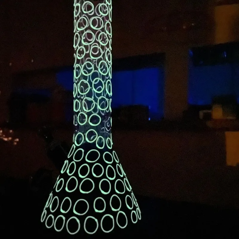purple glowing large glass bongs