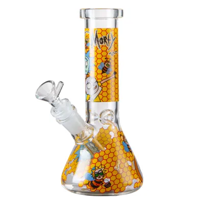 8 Inch Rick And Morty Cartoon Bong Cheap Mini Dab Rigs Glass Beaker Water Pipe W/ Ice Catcher 02