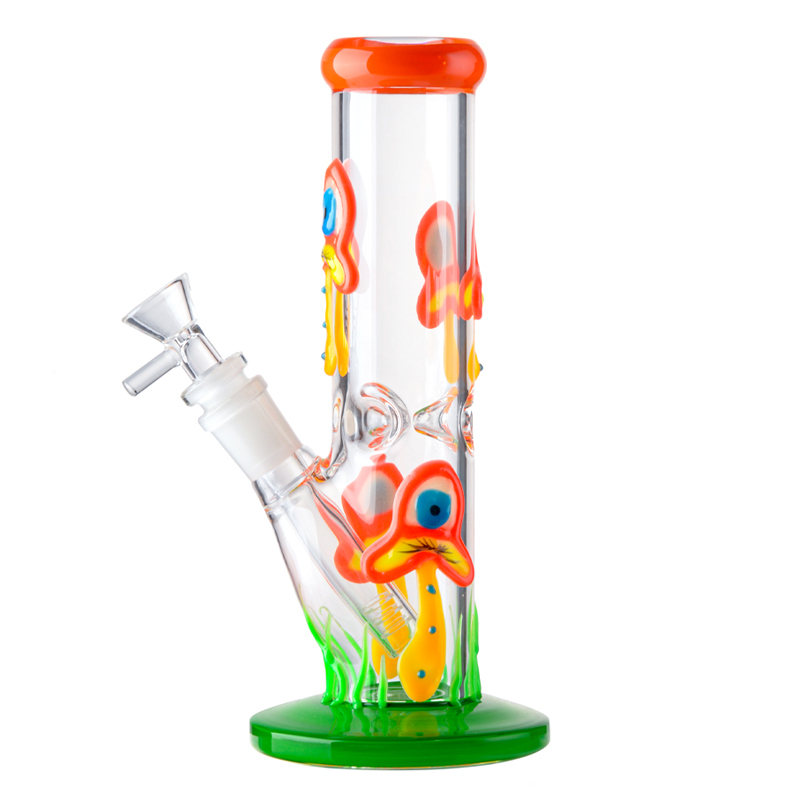 Cool Cheap Glow In The Dark Mini Bongs Painted Mushroom Straight Tube Dab Rigs
