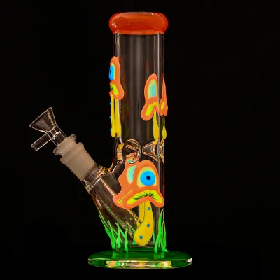 Cool Cheap Glow In The Dark Mini Bongs Painted Mushroom Straight Tube Dab Rigs 02