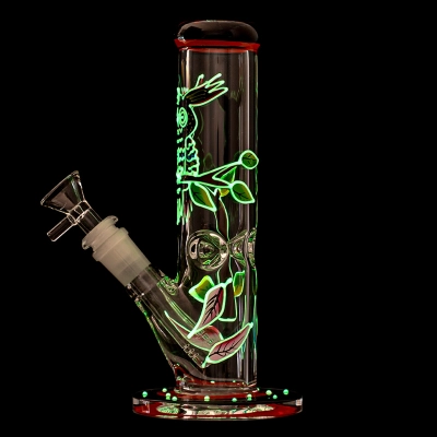 Glow In The Dark Cartoon Cool Bong Cheap Glass Water Pipe Tiny Dab Rig W/ Ice Pinch 02