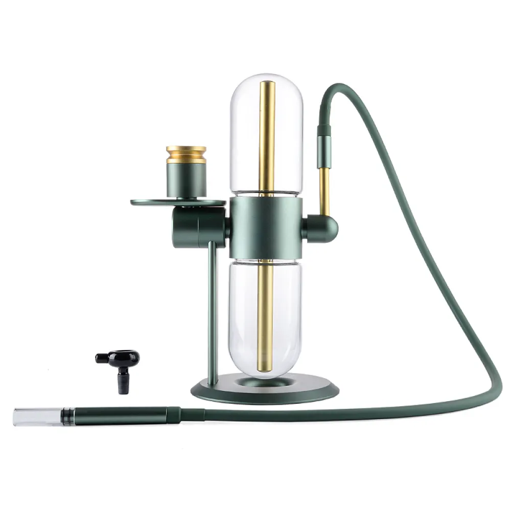 15 Inch Green Best Big Gravity Bong 360 Degree Rotating Hookah Aluminum & Glass Water Pipe