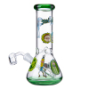 Cartoon Rick And Morty Mini Glass Beaker Bong Cheap Small Dab Rig Water Pipe W/ Ice Catcher