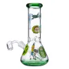 Cartoon Rick And Morty Mini Glass Beaker Bong Cheap Small Dab Rig Water Pipe W/ Ice Catcher