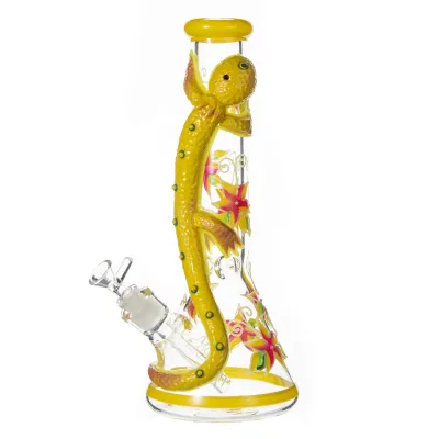 3D Hand-Painted Lizard Dragon Big Beaker Bongs 7MM Thick Glass Large Water Pipe W/ Ice Catcher 01