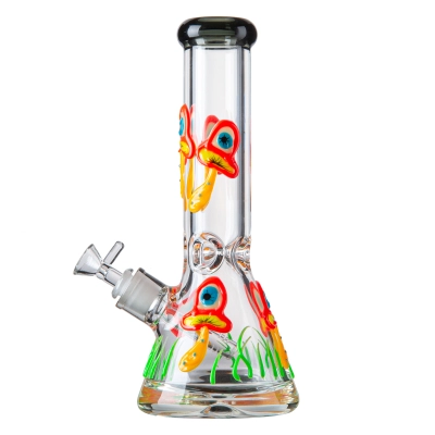 Glow In The Dark Mushroom Beaker Bong Large Glass Water Pipe Cool Dab Rig W/ Ice Pinch 01