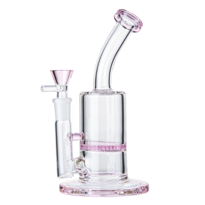 Cheap Pink Mini Bongs Glass Little Dab Rigs Honeycomb Perc Water Pipe 