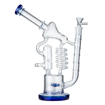 Best Cool Big Glass Recycler Bongs Double Honeycomb Sprinkler Perc Dab Rigs 01