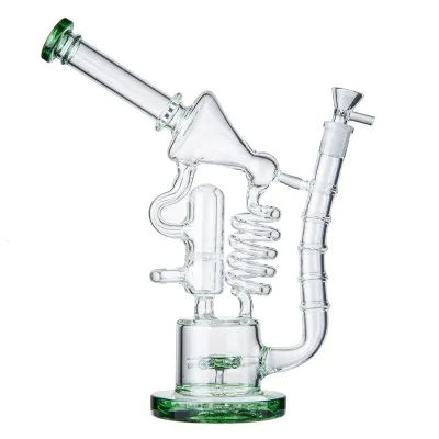 Best Cool Big Glass Recycler Bongs Double Honeycomb Sprinkler Perc Dab Rigs 02