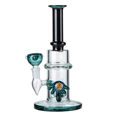 10 Inch Straight Tube Glass Bong Cheap Dab Rig W/ Showerhead Perc 02
