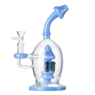 Best 9 Inch Colorful Mushroom Perc Oil Dab Rig Orb Base Cute Glass Bong  01
