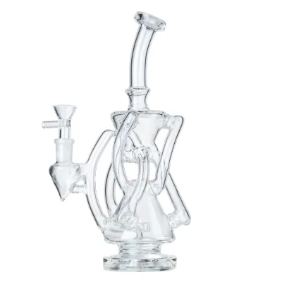 Cool Cheap 10 Inch Clear Glass Bong Recycler Dab Rig With Showerhead Perc 01