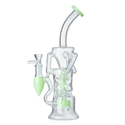 10" Girly Recycler Glass Bong Best Fab Egg Dab Rigs With Showerhead Perc 01