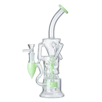 10" Girly Recycler Glass Bong Best Fab Egg Dab Rigs With Showerhead Perc 01