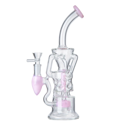 10" Girly Recycler Glass Bong Best Fab Egg Dab Rigs With Showerhead Perc 02
