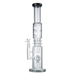 Fire Cut Inset Donut Perc Glass Big Bong Straight Tube Water Pipe W/ Ice Catcher