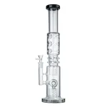 Fire Cut Inset Donut Perc Glass Big Bong Straight Tube Water Pipe W/ Ice Catcher