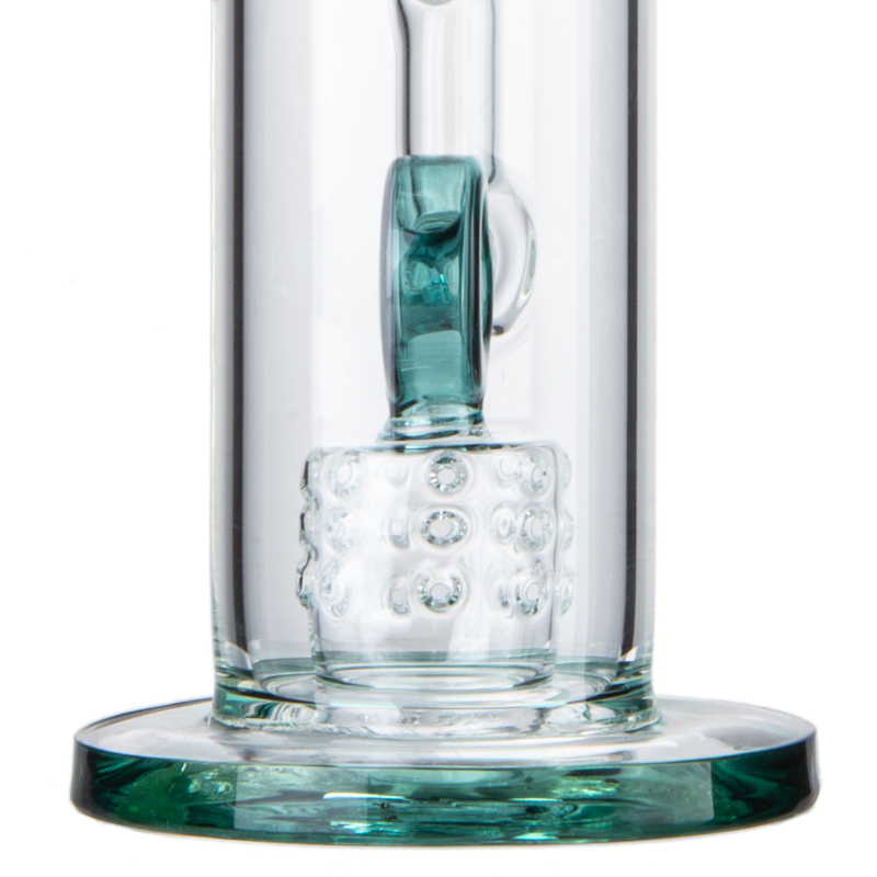 Fire Cut Inset Donut Perc Glass Big Bong Straight Tube Water Pipe W/ Ice Catcher