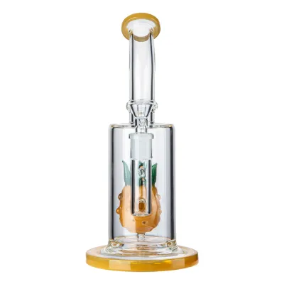 Cheap 6 Hole Fixed Pineapple Perc Glass Bong Girly Fruit Dab Rig W/ Bent Neck 02
