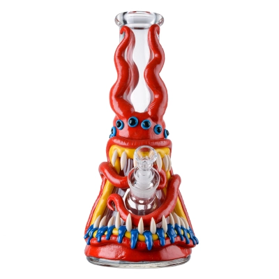 12 Inch Halloween Eyeball Monster Beaker Bong Themed Big Glass Water Pipe W/ Ice Catcher 01