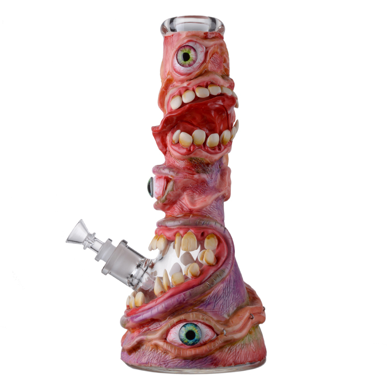 Funny Themed Monster Halloween Bong Big Glass Beaker Water Pipes W/ Ice Pinch