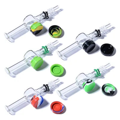 Best Glass Nectar Collector Thick Dab Rig Straw W/ Silicone Reclaim Catcher 02