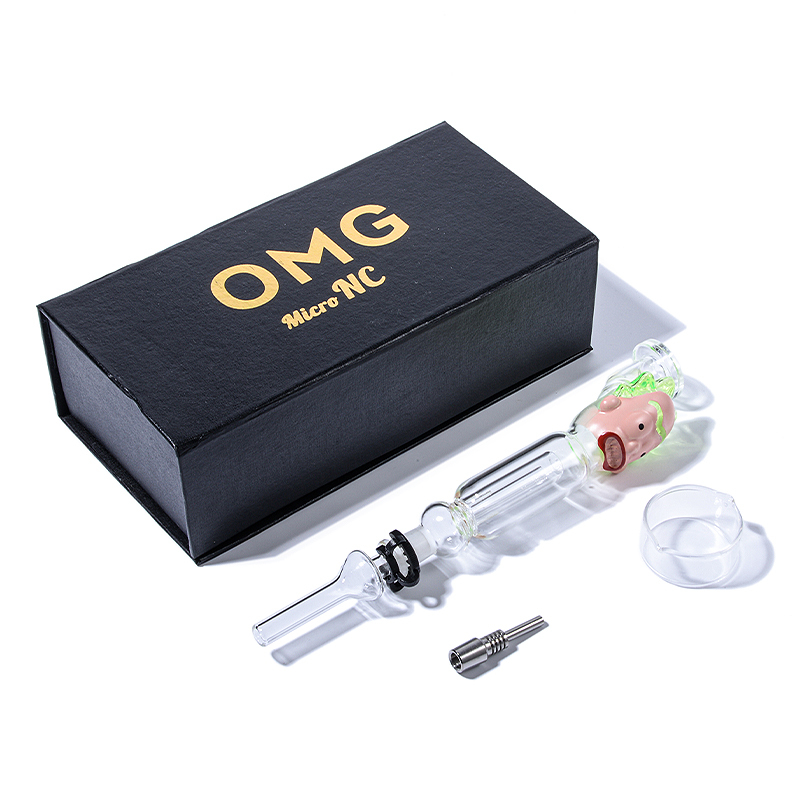 Unique Micro NC Dab Rig Straw Set Cartoon Glass Nectar Collector Kit With Box 