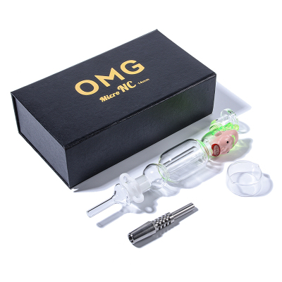 Unique Micro NC Dab Rig Straw Set Cartoon Glass Nectar Collector Kit With Box  02