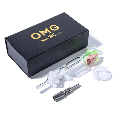 Unique Micro NC Dab Rig Straw Set Cartoon Glass Nectar Collector Kit With Box  02