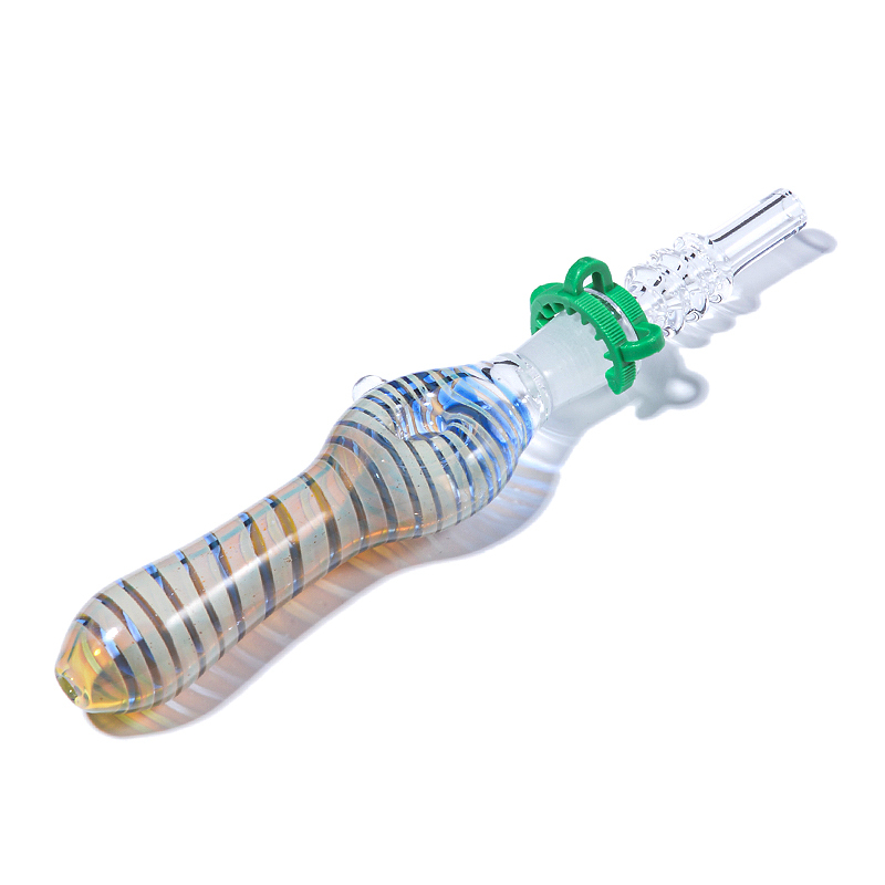 Colored Glass Donut Dab Straw Nectar Collector With 10mm Quartz Nail 