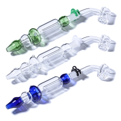 Colorful Glass Cheap Dab Straw Portable Mini Hand Pipe W/ Quartz Banger Nail  01