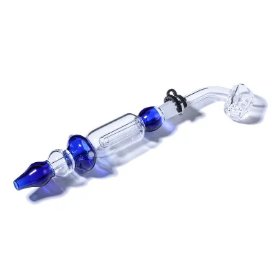 Colorful Glass Cheap Dab Straw Portable Mini Hand Pipe W/ Quartz Banger Nail  02