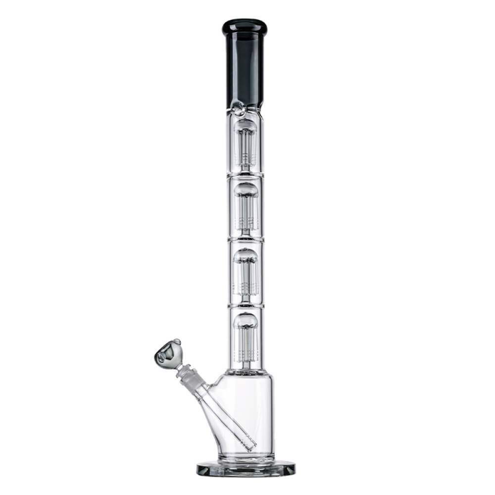  23'' Black Blue Big Bongs Quadruple 6 Arms Tree Perc Huge Water Pipe W/ Ice Catcher