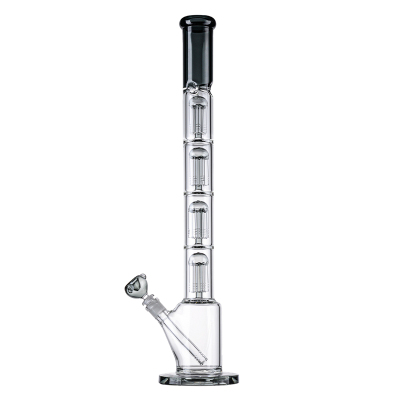  23" Black Blue Big Bongs Quadruple 6 Arms Tree Perc Huge Water Pipe W/ Ice Catcher  01