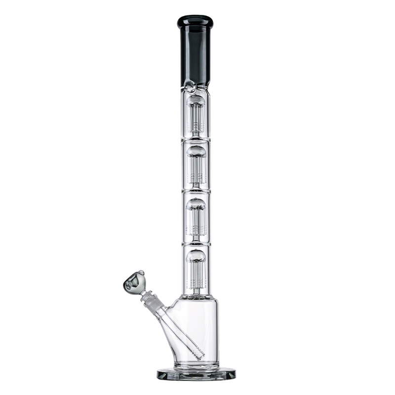  23'' Black Blue Big Bongs Quadruple 6 Arms Tree Perc Huge Water Pipe W/ Ice Catcher