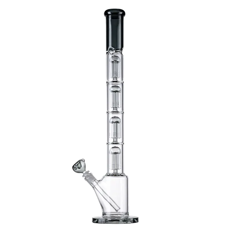  23'' Black Blue Big Bongs Quadruple 6 Arms Tree Perc Huge Water Pipe W/ Ice Catcher