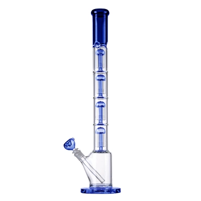  23" Black Blue Big Bongs Quadruple 6 Arms Tree Perc Huge Water Pipe W/ Ice Catcher  02