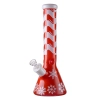 Snowflake Themed Red Beaker Bong Big Glass Water Pipes Ice Dab Rig W/ Diffused Downstem