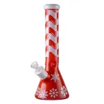 Snowflake Themed Red Beaker Bong Big Glass Water Pipes Ice Dab Rig W/ Diffused Downstem