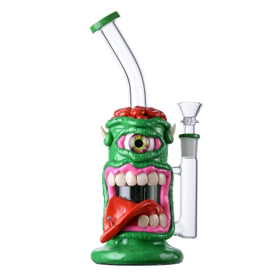 Unique Cyclops Bong Red Monster Polymer Clay Dab Rig Scary Themed Honeycomb Perc WaterPipe  01