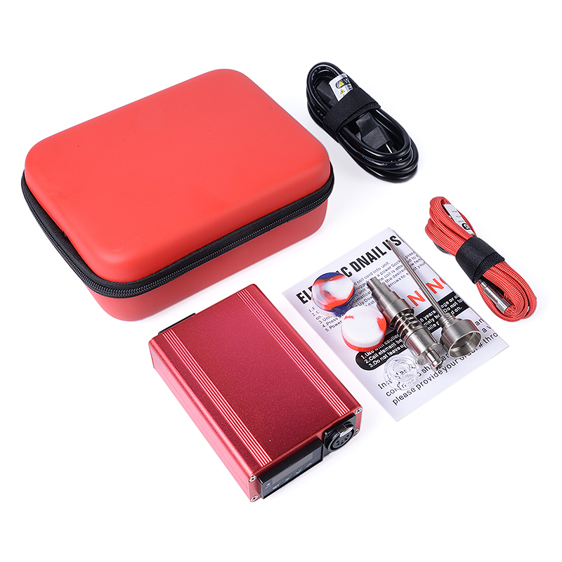 Red Christmas Themed Titanium E-Nail Dab Rig Kit Portable Micro Enail Elite Set