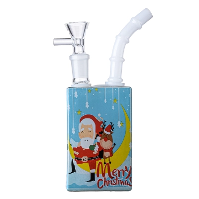 Cute Cheap Santa Reindeer Juice Box Dab Rig Glass Mini Christmas Hand Water Bong 01
