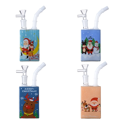 Cute Cheap Santa Reindeer Juice Box Dab Rig Glass Mini Christmas Hand Water Bong 02