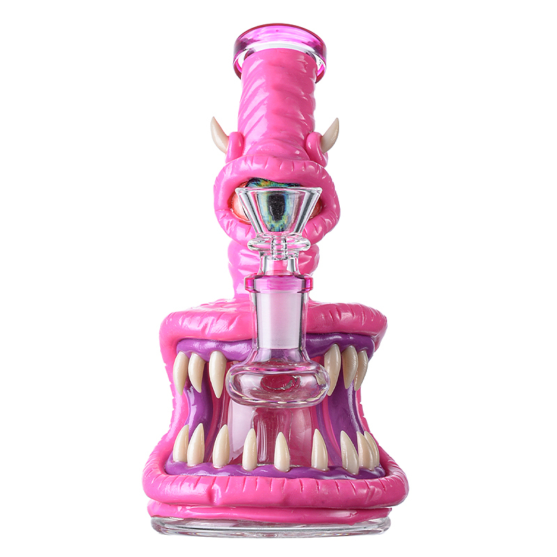 Cheap Creepy Eyeballs Bong Scary Mini Dab Rig Horrible Monster WaterPipe W/ Showerhead Perc
