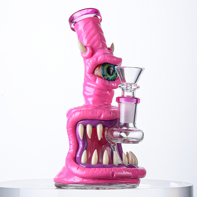 Cheap Creepy Eyeballs Bong Scary Mini Dab Rig Horrible Monster WaterPipe W/ Showerhead Perc